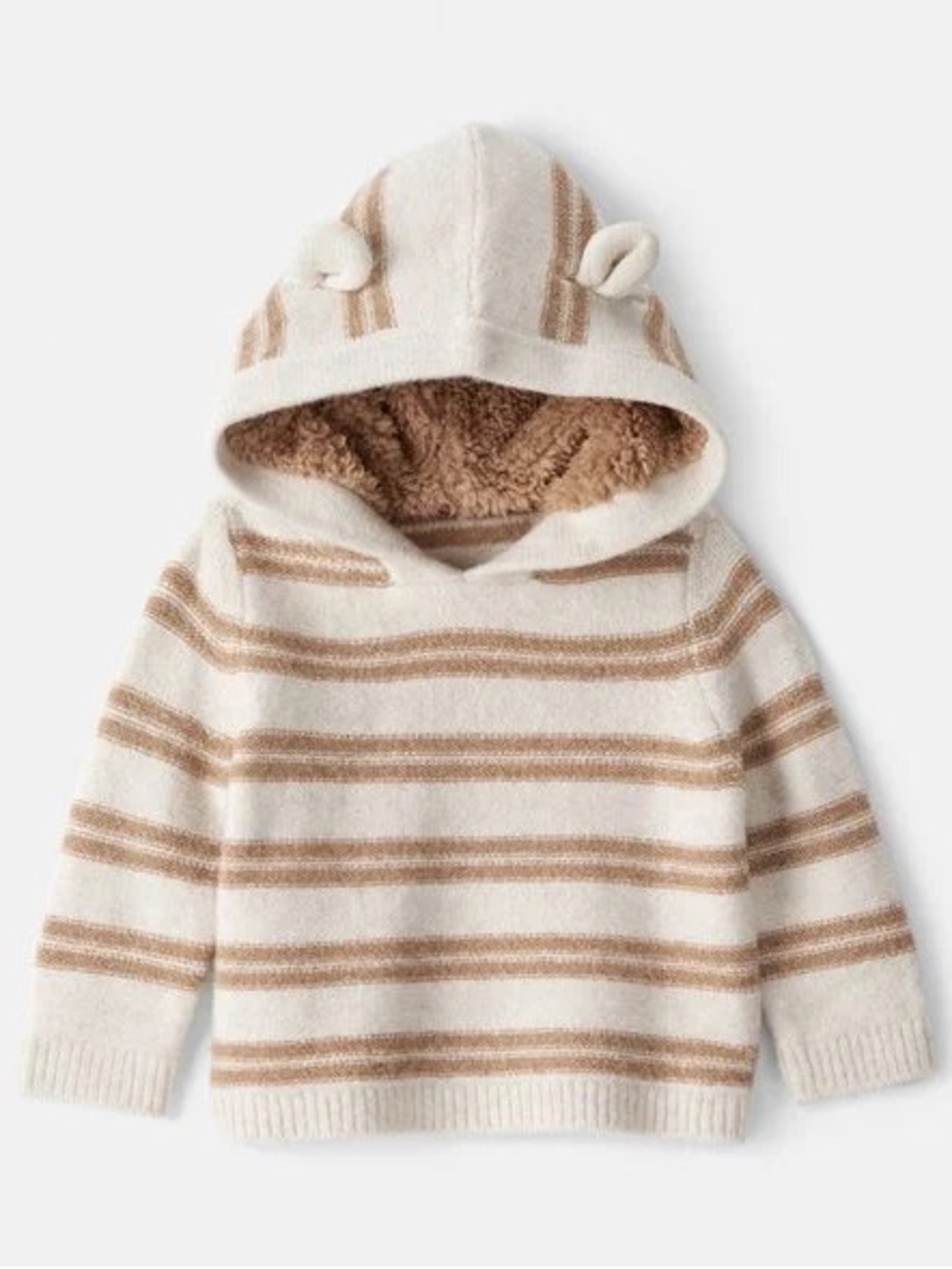 Oshkosh B’gosh 6M Stripe Brown/Cream Fleece-Lined Teddy Sweater & Knit Pant Set